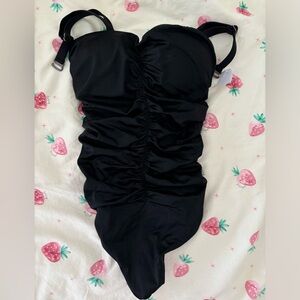 Leonisa black ruched one piece swimsuit
